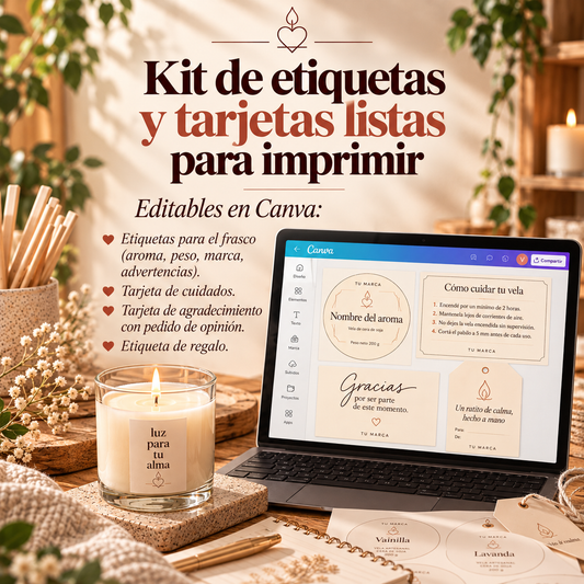 Kit de etiquetas y tarjetas listas para imprimir.